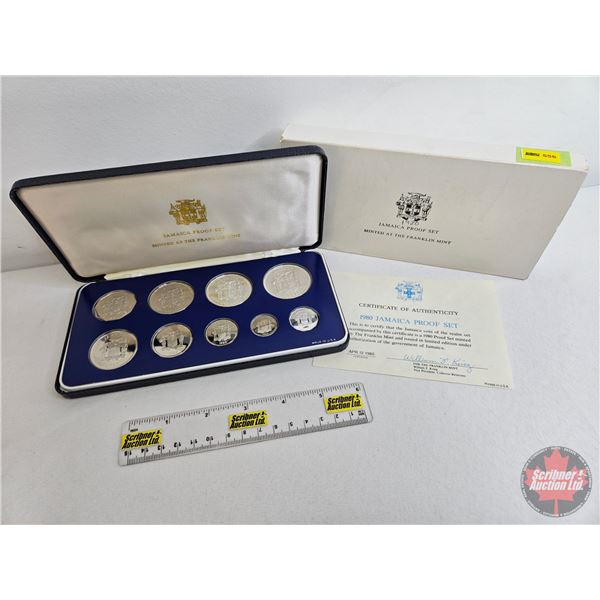 The Franklin Mint ~ Jamaica : 1980 Nine-Coin Proof Set (COA) (Estate Lot)
