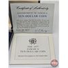 Image 4 : The Franklin Mint : Jamaica : 1977  Ten Dollar Sterling Silver Proof Coin (COA) (Estate Lot)