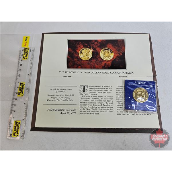 The Franklin Mint : The First One Hundred Dollar Gold Coin in Jamaica's History (.900 Fine Gold : 7.
