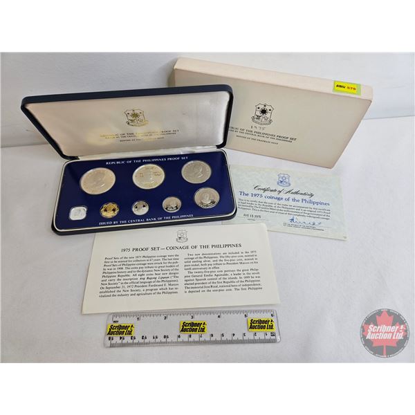 The Franklin Mint : 1975 Republic of the Philippines : Eight-Coin Proof Set (COA) (Estate Lot)