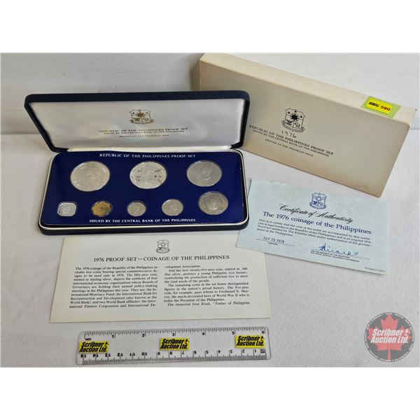 The Franklin Mint : 1976 Republic of the Philippines : Eight-Coin Proof Set (COA) (Estate Lot)