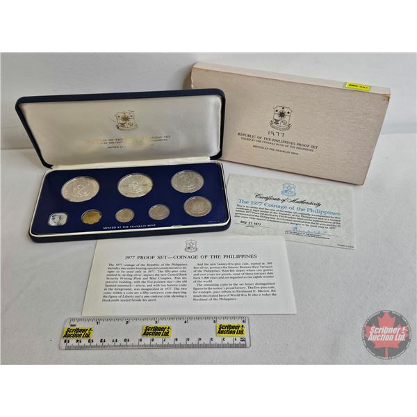 The Franklin Mint : 1977 Republic of the Philippines : Eight-Coin Proof Set (COA) (Estate Lot)