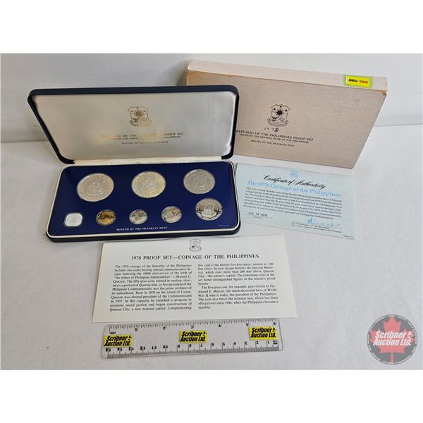 The Franklin Mint : 1978 Republic of the Philippines : Eight-Coin Proof Set (COA) (Estate Lot)
