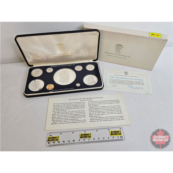 The Franklin Mint : 1976 Republic of Panama  : Nine-Coin Proof Set (COA) (Estate Lot)