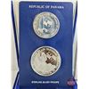 Image 3 : The Franklin Mint : MATCHED SET : 1979 Republic of Panama: ~ 10 Balboa Coin ~ 5 Balboa Coin  (Blue V
