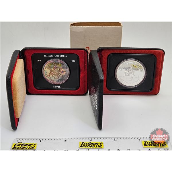 RCM Collector Combo (2):  ~ RCM Canada 1971 Silver Dollar : British Columbia (Black Case) ~ RCM Cana