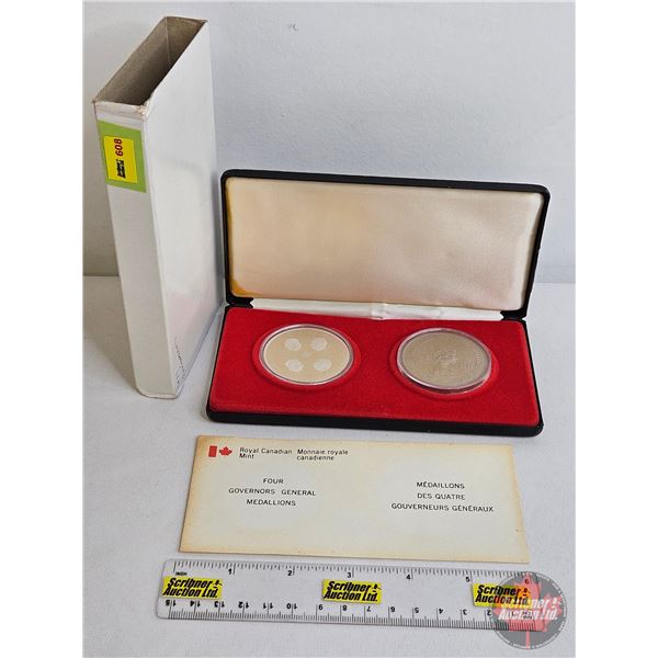 RCM Canada 1977 : FOUR GOVERNORS GENERAL MEDALLIONS (SET) ~ (COA .925 Fine Silver) ~ (COA 75% / 25% 