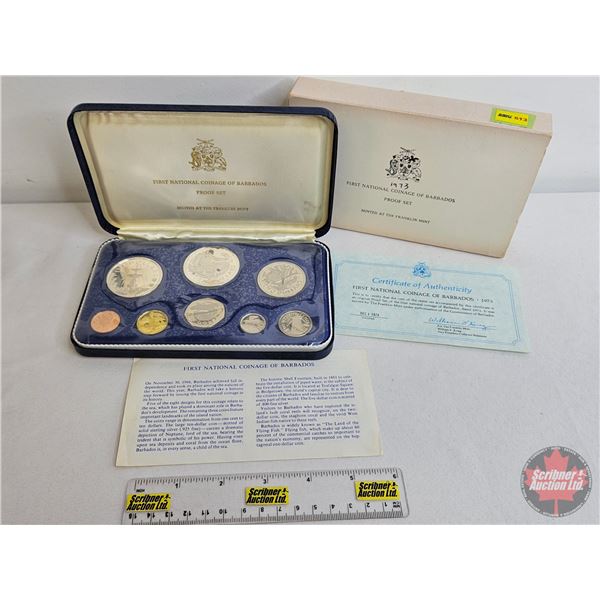 The Franklin Mint : 1973 Barbados : Eight-Coin Proof Set (COA) (Estate Lot)