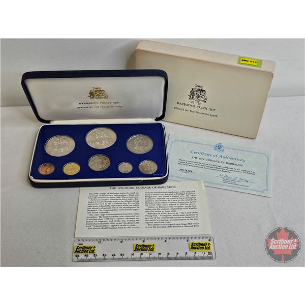 The Franklin Mint : 1976 Barbados : Eight-Coin Proof Set (COA) (Estate Lot)