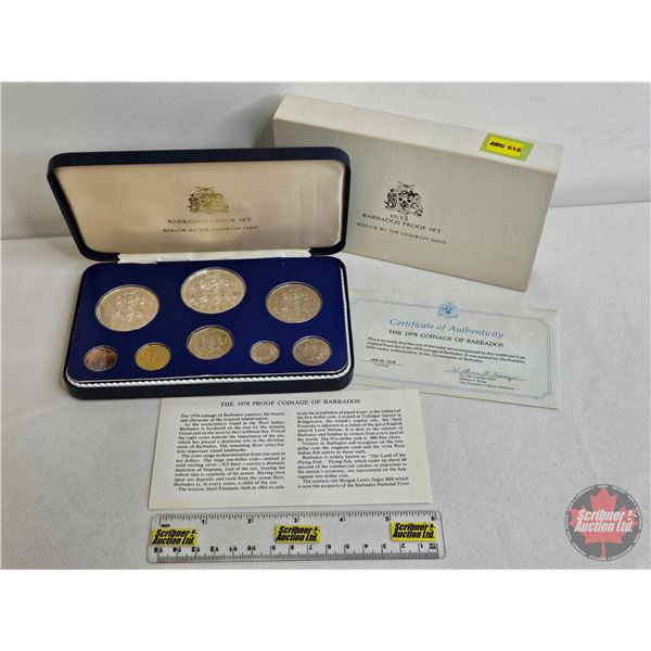 The Franklin Mint : 1978 Barbados : Eight-Coin Proof Set (COA) (Estate Lot)