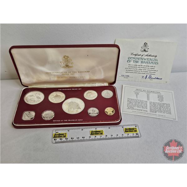 The Franklin Mint : 1976 Bahamas : Nine-Coin Proof Set (COA) (Estate Lot)