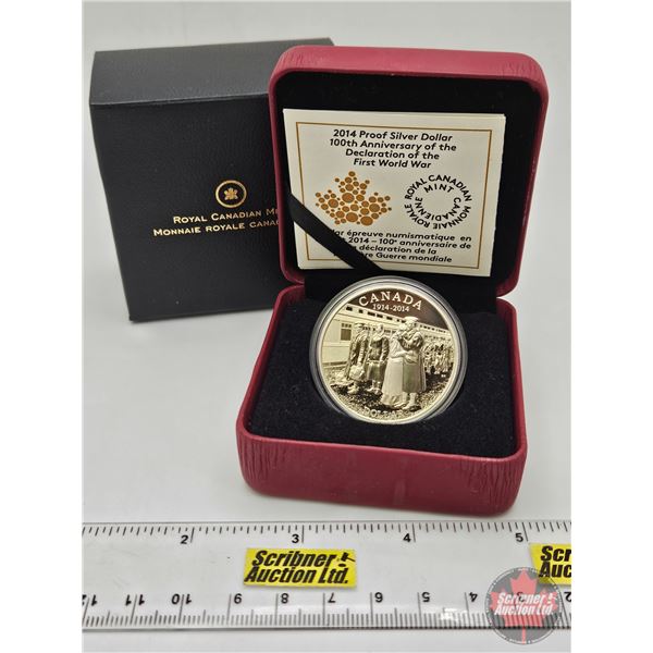 RCM Canada 2014 Proof Silver Dollar : 100th Anniversary of the Declaration of the First World War (C