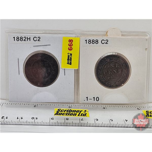 RCM Canada Large Cent (2): 1882H; 1888