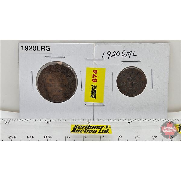 RCM Canada One Cent (2): 1920 Large Cent; 1920 Small Cent