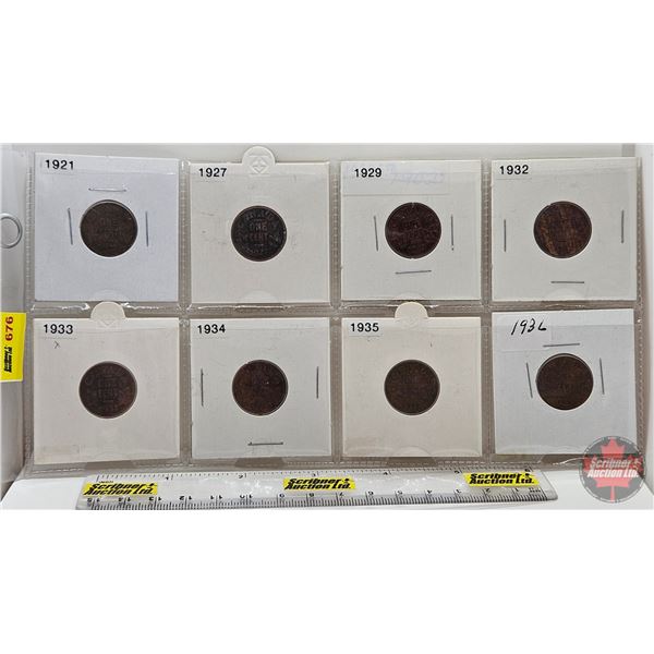 RCM Canada One Cent (8): 1921; 1927; 1929; 1932; 1933; 1934; 1935; 1936