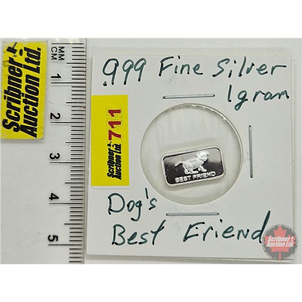 Canada .999 Fine Silver : One-Gram : Best Friend ~ Puppy (GST Exempt)