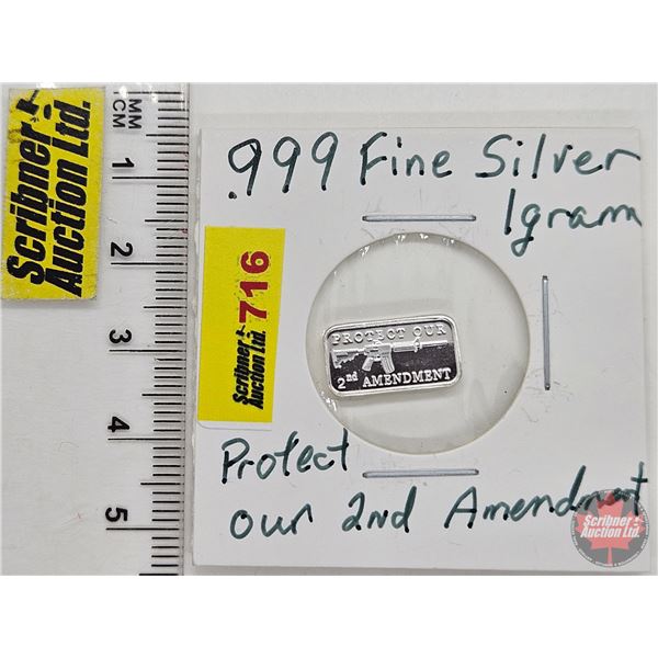 Canada .999 Fine Silver : One-Gram : Protect Our 2nd Amendment (GST Exempt)