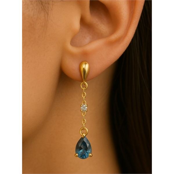 Silver Genuine Gem And Diamond  Earrings