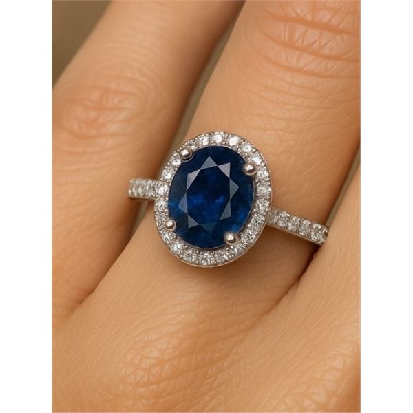 Silver 3.6G Blue Sapphire 3Ct Ring