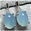 Image 3 : Silver Chalcedony And Diamond  Earrings