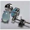 Image 4 : Silver Chalcedony And Diamond  Earrings
