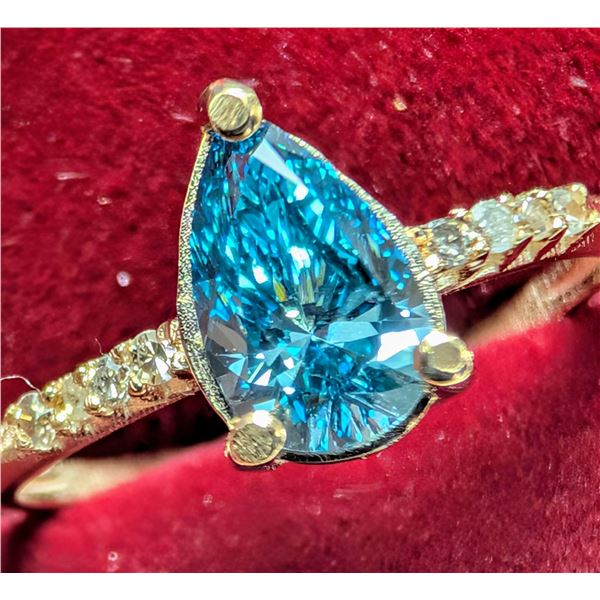 10K (1.44g) LAB BLUE DIAMOND (0.75+0.06ct) RING