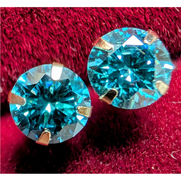 14K LAB BLUE DIAMOND (0.8ct) EARRING