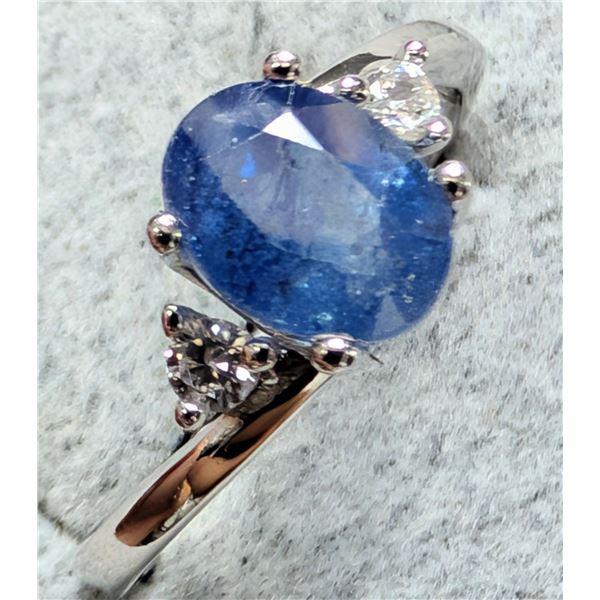 SILVER(2.62g) GENUINE SAPPHIRE (1ct) RING