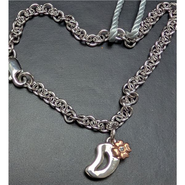 SILVER (3.48g) GENUINE DIAMOND (0.01ct) BRACELET 6"