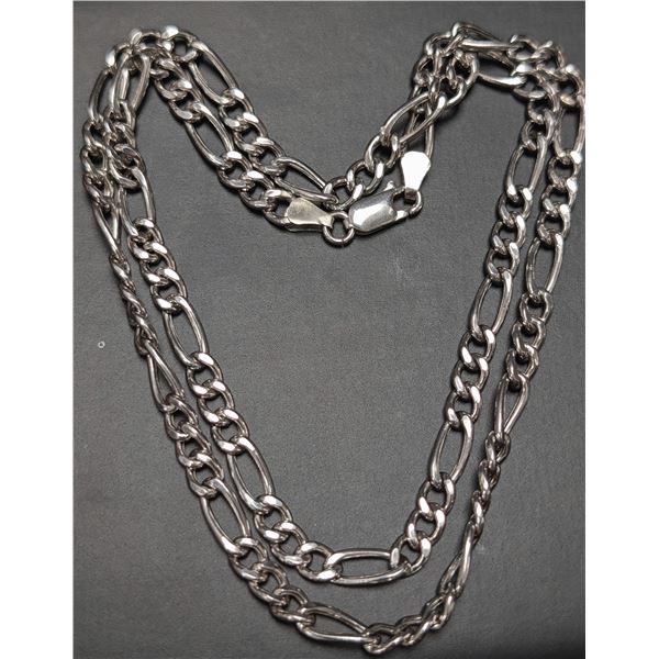 SILVER (8.68g) RHODIUM PLATED HOLLOW ITALY CHAIN 20"