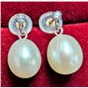 Image 1 : 10K FRESH WATER PEARL AND LAB DIAMOND EARRING