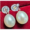 Image 2 : 10K FRESH WATER PEARL AND LAB DIAMOND EARRING