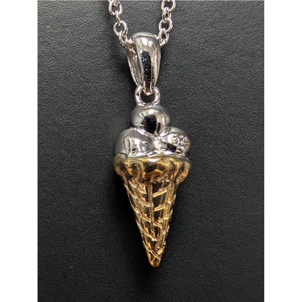 SILVER (3.27g) GENUINE DIAMOND (0.01ct) NECKLACE 14-16"