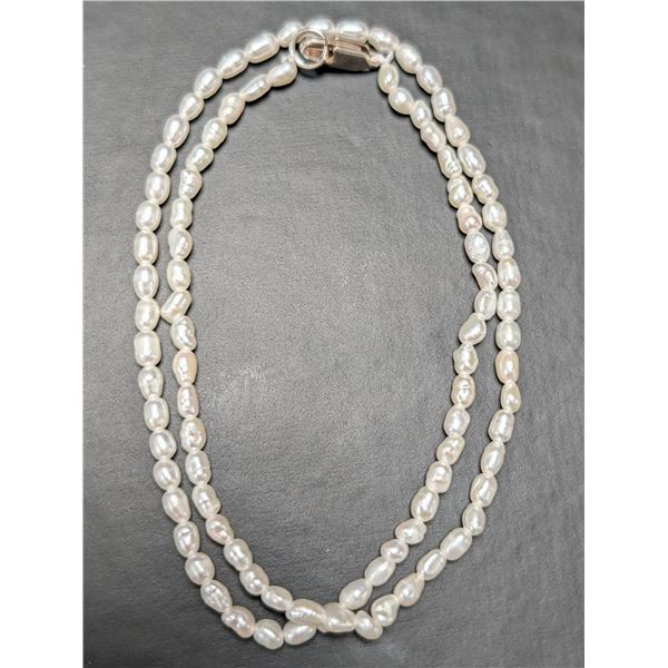 SILVER FRESH WATER PEARL NECKLACE 14"
