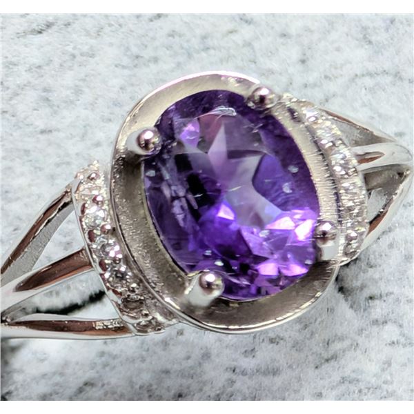 SILVER (2.64g) AMETHYST (1.5ct) RING