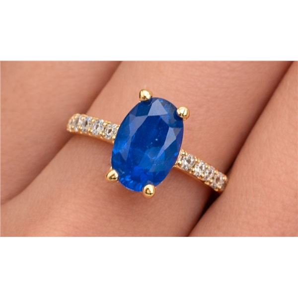 10K (1.89g) NATURAL SAPPHIRE (1.4ct), NATURAL DIA (0.06ct) RING, Size 5.5