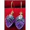 Image 2 : 10K (1.5g) CARVED AMETHYST LEAF (7ct) EARRING