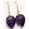 Image 3 : 10K (1.5g) CARVED AMETHYST LEAF (7ct) EARRING
