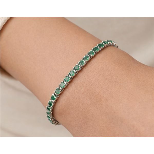 SILVER (4.8g) EMERALD (2ct) BRACELET 7-8"