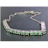 Image 5 : SILVER (4.8g) EMERALD (2ct) BRACELET 7-8"