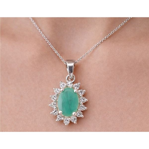 SILVER (1.17g) NATURAL EMERALD (1ct) PENDANT