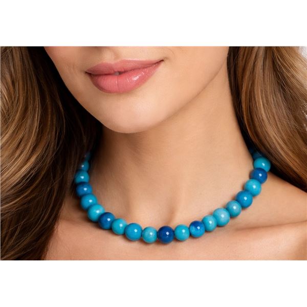 SILVER APATITE BEADS NECKLACE 16"