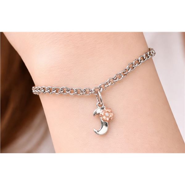 SILVER (2.5g) GENUINE DIAMOND (0.01ct) BRACELET 6.5"