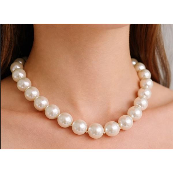 SILVER FRESH WATER PEARL 10-11MM NECKLACE 17"