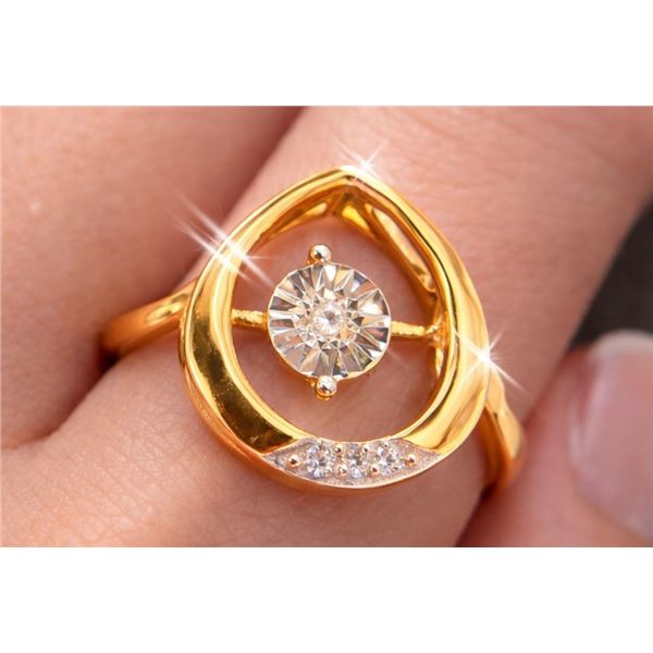 SILVER (2.42g) GENUINE DANCING DIAMOND (0.01ct) RING