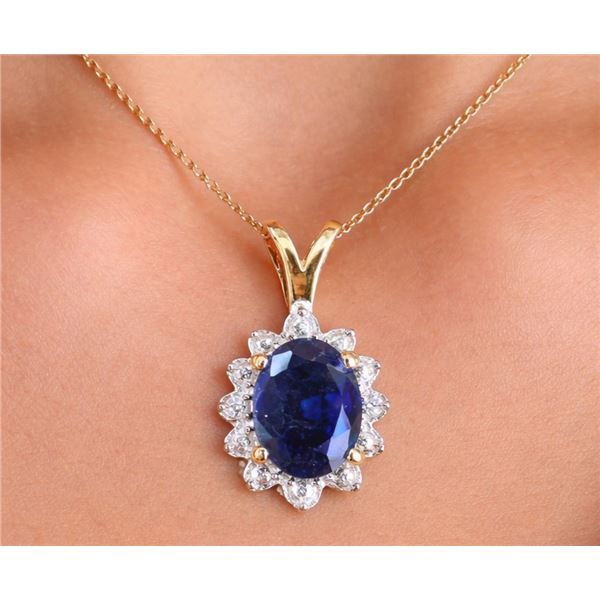 SILVER (0.9g), GENUINE BLUE SAPPHIRE (1.4ct) PENDANT