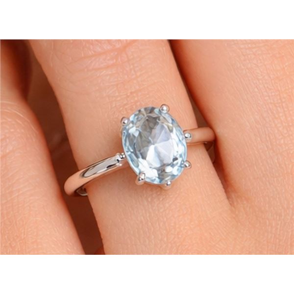 SILVER (2.2g) BLUE TOPAZ (1.5ct) RING