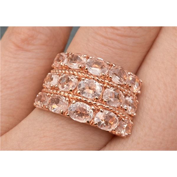 SILVER (4.62g) MORGANITE ROSE GOLD PLATED (5.25ct) RING