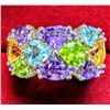 Image 3 : SILVER (4g) AMETHYST, TOPAZ, CITRINE AND PERIDOT (APP 8ct) RING