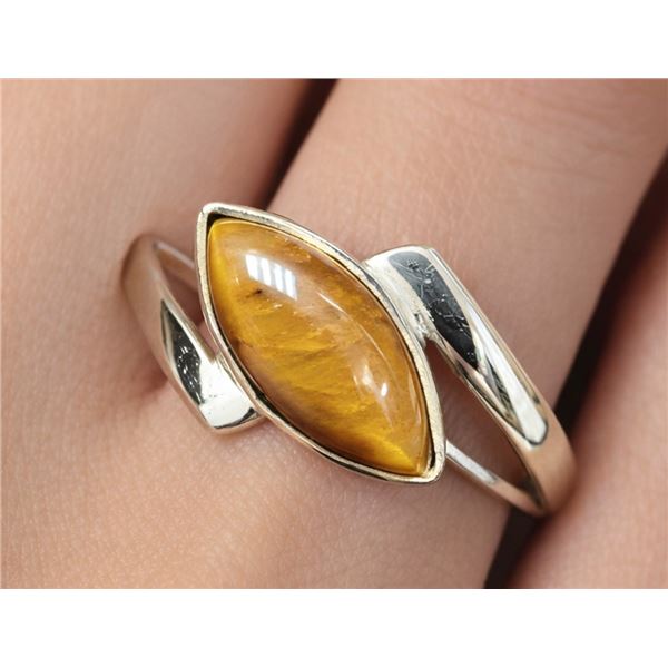 SILVER (1.98g) TIGER EYES RING